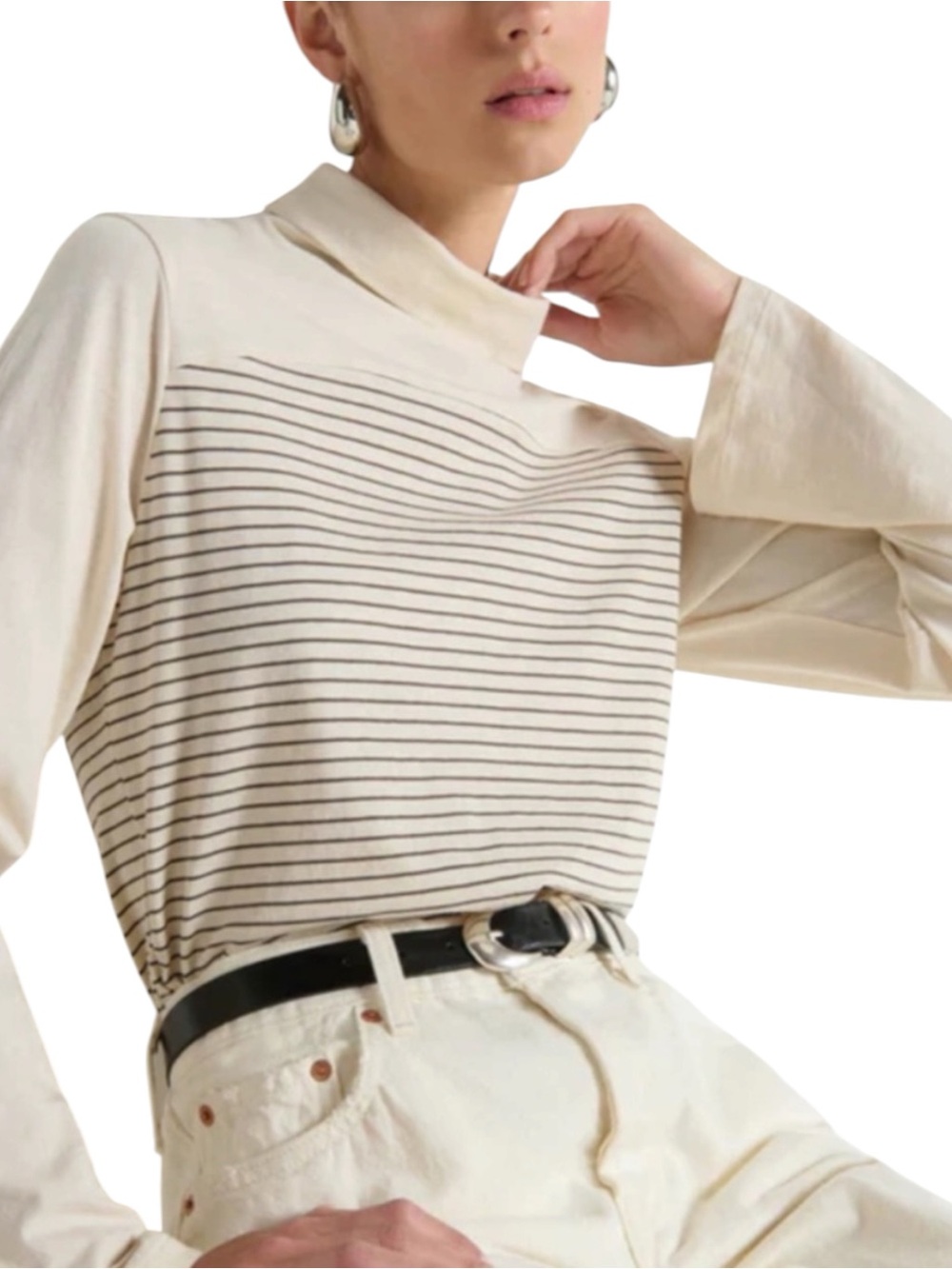 Nation Los Angeles Anthropologie NWT striped mock neck long sleeve women’s XXL